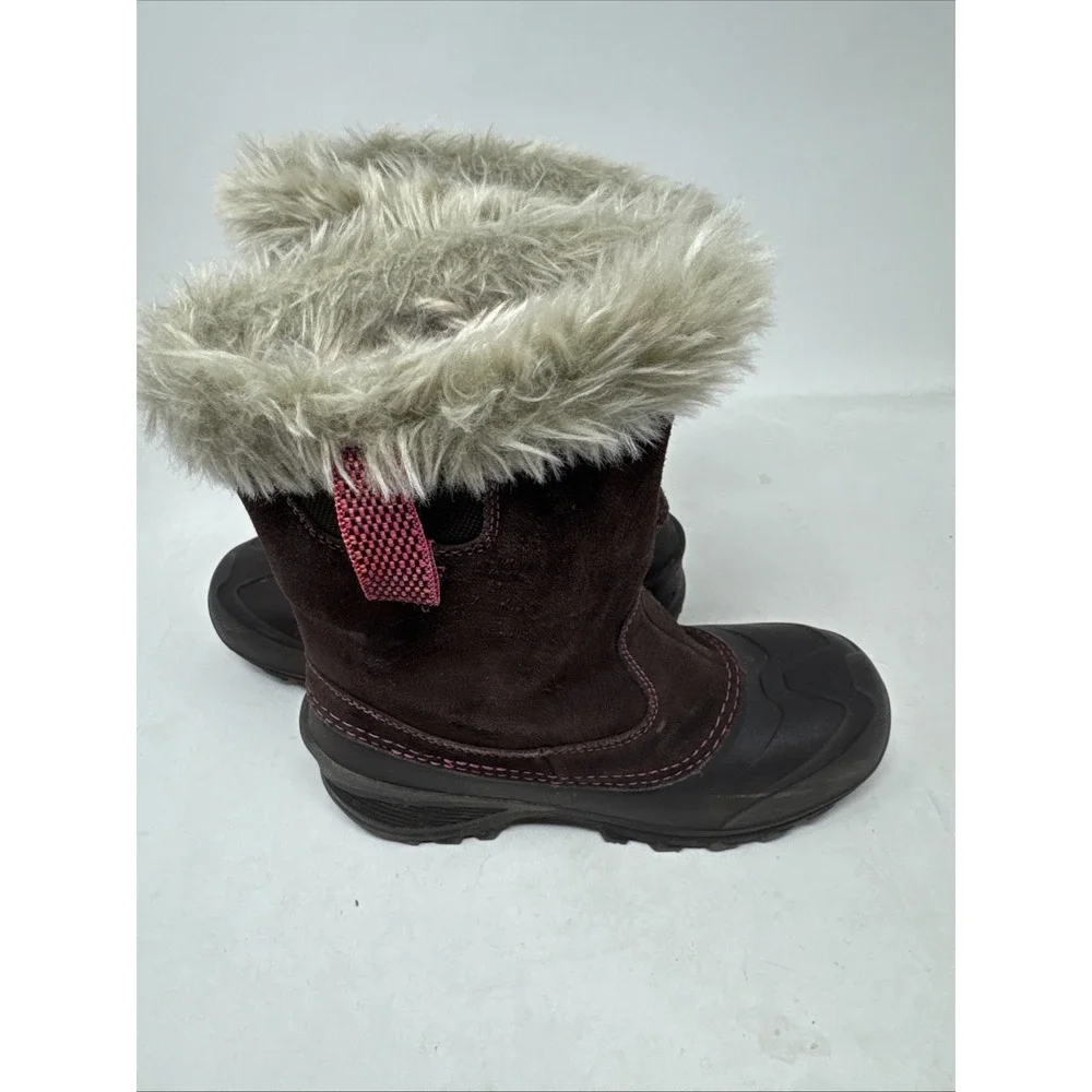 The North Face Boots Girls Youth 4 Snow Winter Shearling Brown Rubber  Pull On